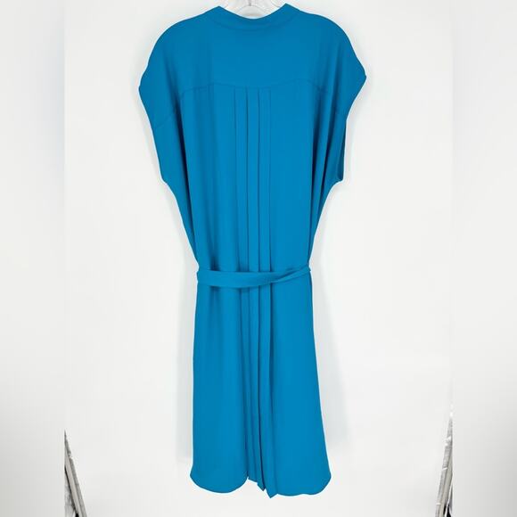 NWT* Ann Taylor Pleated Belted Button Front Cap Sleeve Dress Royal Blue Size 18 - Picture 12 of 15